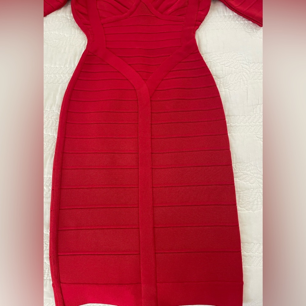 Herve Leger “Lexi” Red 3/4 Sleeve Bandage Dress (Size XS; Brand New) - Picture 14 of 15
